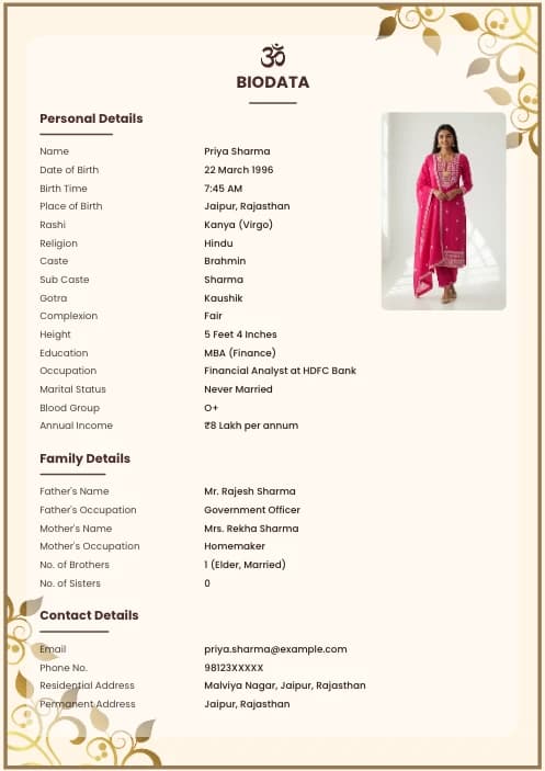matrimonial biodata word format free download